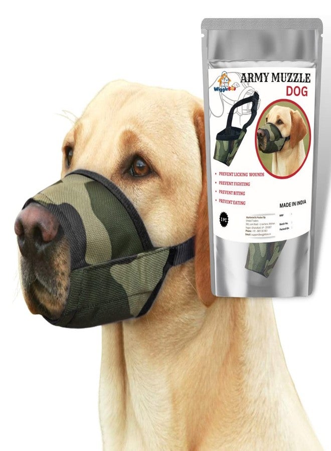 WiggleBoo Blend in with Style: Dog Camouflage Muzzle - Safe and Comfortable Muzzle with Unique Camo Design for Your Active Canine (Large) - Image 1